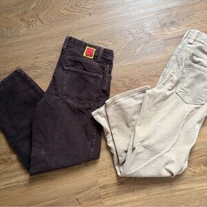 Empyre Women's Corduroy Jeans in Brown and Cream